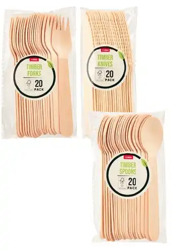 Coles Coles timber forks, knives or spoons 20 pack offer