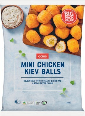 Coles Coles frozen mini chicken kiev balls 720g offer