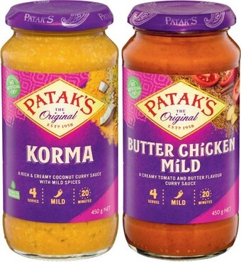 Coles Patak's simmer sauce 450g offer