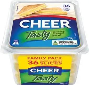Cheer cheese slices tasty 750g