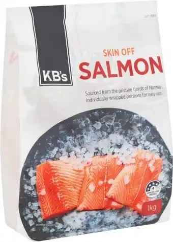 Coles Kb's salmon skin off 1kg offer
