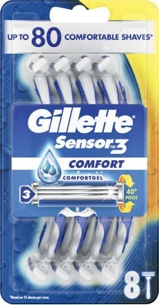Gillette sensor 3 comfortgel disposable razors 8 pack