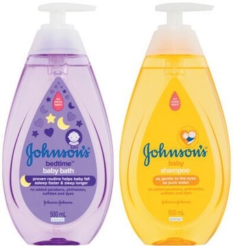 Coles Johnson & johnson bedtime baby bath or shampoo 500ml offer