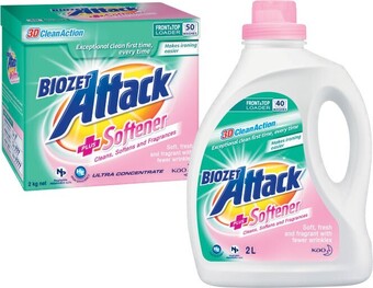 Coles Biozet attack plus laundry liquid 2 litre or powder 2kg offer
