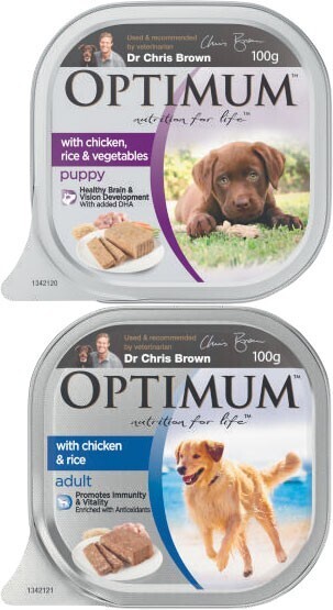 Coles Optimum dog food 100g offer