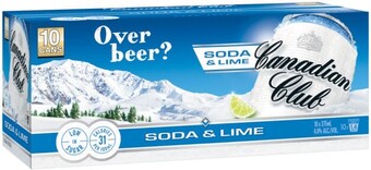 Coles Canadian club soda & lime cans 10x375ml offer