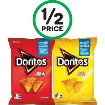 Woolworths Doritos corn chips 150-170g offer
