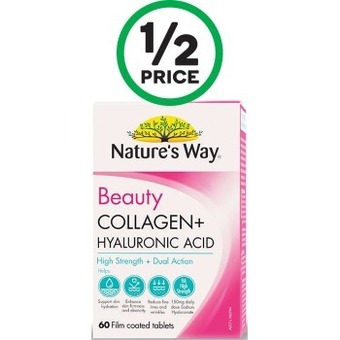 Woolworths Nature’s way beauty collagen hyaluronic acid tablets pk 60# offer