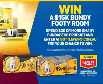 Bottlemart Bundaberg up rum & cola 4.6% varieties offer