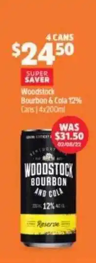 BWS Woodstock bourbon & cola 12% offer