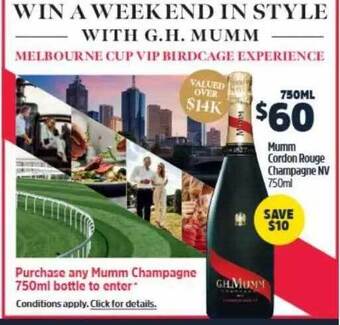 BWS Mumm cordon rouge champagne nv offer