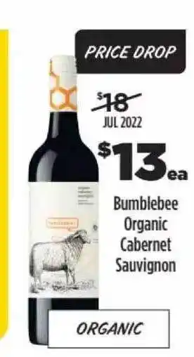 Liquorland Bumblebee organic cabernet sauvignon offer