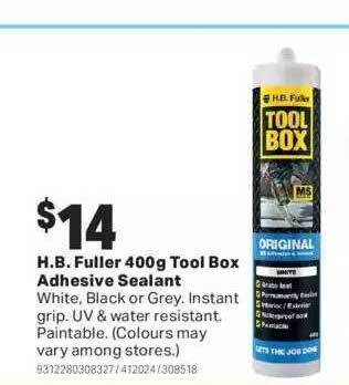 Mitre 10 H.b. fuller tool box adhesive sealant offer