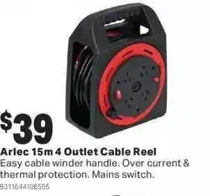 Mitre 10 Arlec 15cm 4 outlet cable reel offer