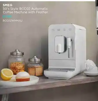 Bing Lee Smeg 50's style bcc02 automatic coffee machine with frother offer