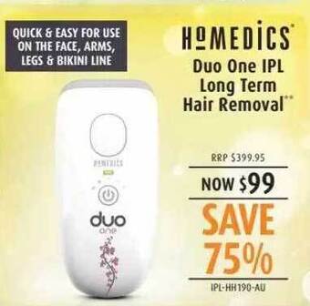 Shaver Shop Homedics duo one ipl long term hair removal offer