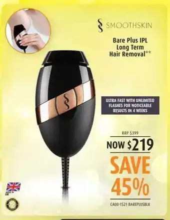 Shaver Shop Smoothskin bare plus ipl long term hair removal offer
