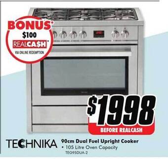 The Good Guys Technika 90cm dual fuel upright cooker offer