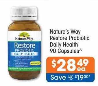 Good Price Pharmacy Nature's way restore probiotic daily health 90 capsules offer