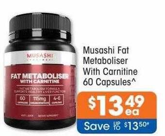 Good Price Pharmacy Musashi fat metaboliser with carnitine 60 capsules offer