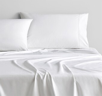 Myer Sheridan 300tc classic percale sheet set^ 40cm depth in snow offer