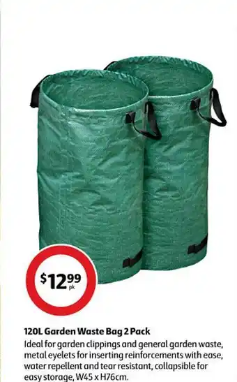 Coles 120l garden waste bag 2 pack offer