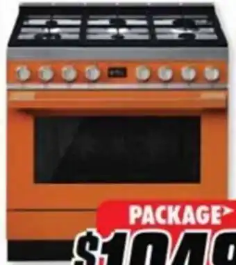 The Good Guys Portofino 90cm Dual Fuel Upright Cooker - Orange offer