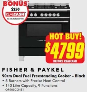 The Good Guys 90cm Dual Fuel Freestanding Cooker - Black offer