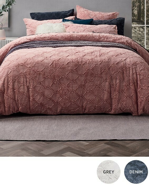 Koo Chain Link Faux Fur Quilt Cover Set offer at Spotlight
