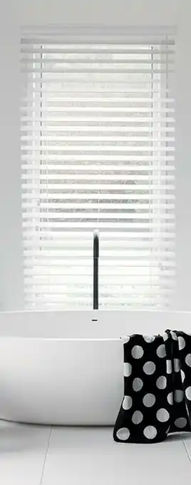 Spotlight Ready-To-Hang 63mm White Faux Wood Venetian Blinds offer