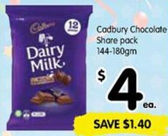 Spar Cadbury Chocolate Share pack 144-180gm offer