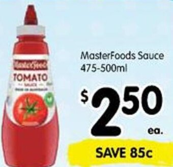 Spar MasterFoods Sauce 475-500ml offer