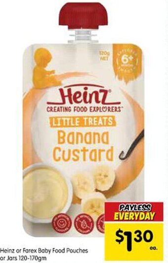 Spar Heinz or Farex Baby Food Pouches or Jars 120-170gm offer