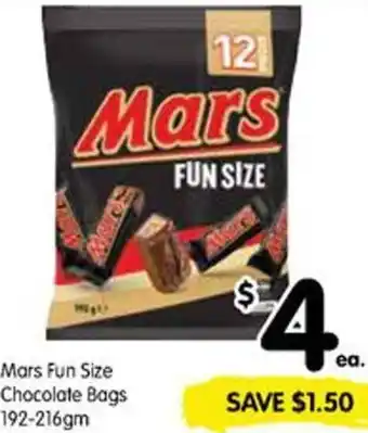 Mars Fun Size Chocolate Bags 192-216gm
