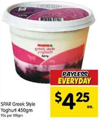 Spar Spar Greek Style Yoghurt 450gm offer