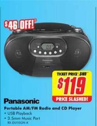 The Good Guys Panasonic portable am fm radio and cd player offer