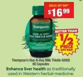 Chemist Warehouse Thompson's one-a-day milkt thistle 42000 60 capsules offer
