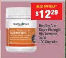 Chemist Warehouse Healthy care super strength bio turmeric 3100 100 capsules offer