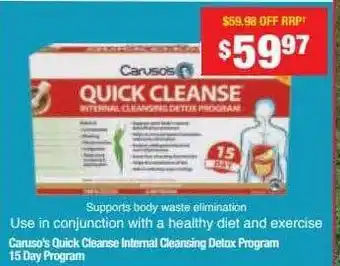 Chemist Warehouse Caruso's quick cleanse internal cleansing detox program 15 day program offer