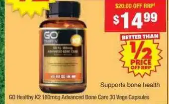 Chemist Warehouse Go healthy k2 180mcg advanced bbone care 30 vege capsules offer