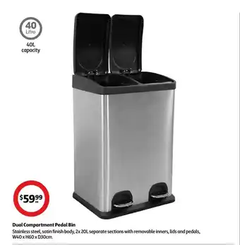 Coles Dual compartment pedal bin offer
