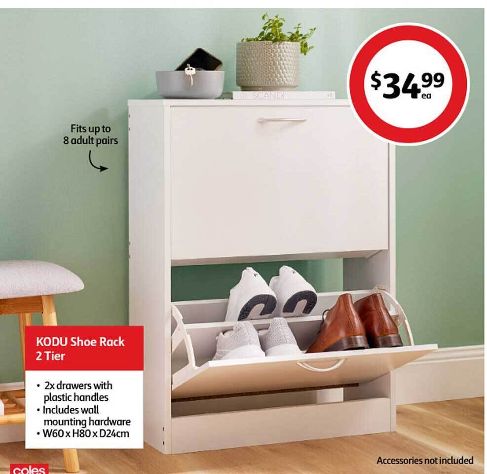 Kodu shoe rack 2 tier offer at Coles