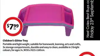 Coles Children's glitter tray offer