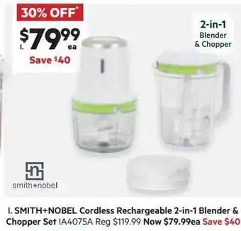 Harris Scarfe Smith+nobel cordless rechargeable 2-in-1 blender & chopper set offer