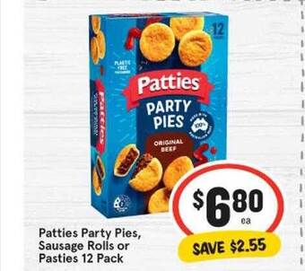 IGA Patties party pies sausage rolls or pasties offer