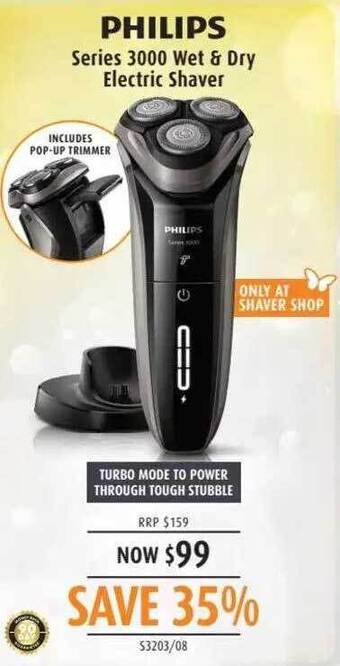 Shaver Shop Philips series 3000 wet & dry electric shaver offer