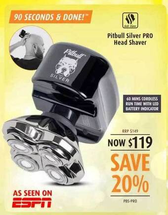 Shaver Shop Pitbull silver pro head shaver offer