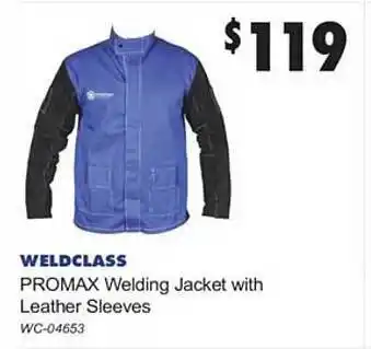 Weldclass promax welding jacket with leather sleeves