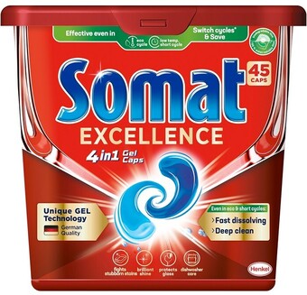 BIG W Somat 45-pack excellence 4-in-1 machine dishwasher tablets offer