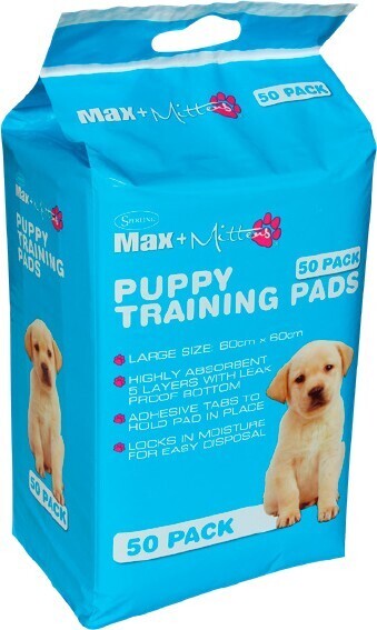 BIG W Max + mittens 50-pack puppy training pads offer